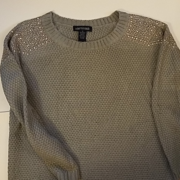 Slate Blue Sweater with Rhinestone Shoulders M - Picture 3 of 4